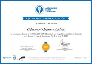 Certificado APA AN trener padel